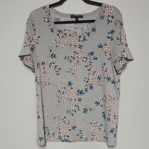 Banana Republic Factory Gray Floral Short Sleeve Blouse